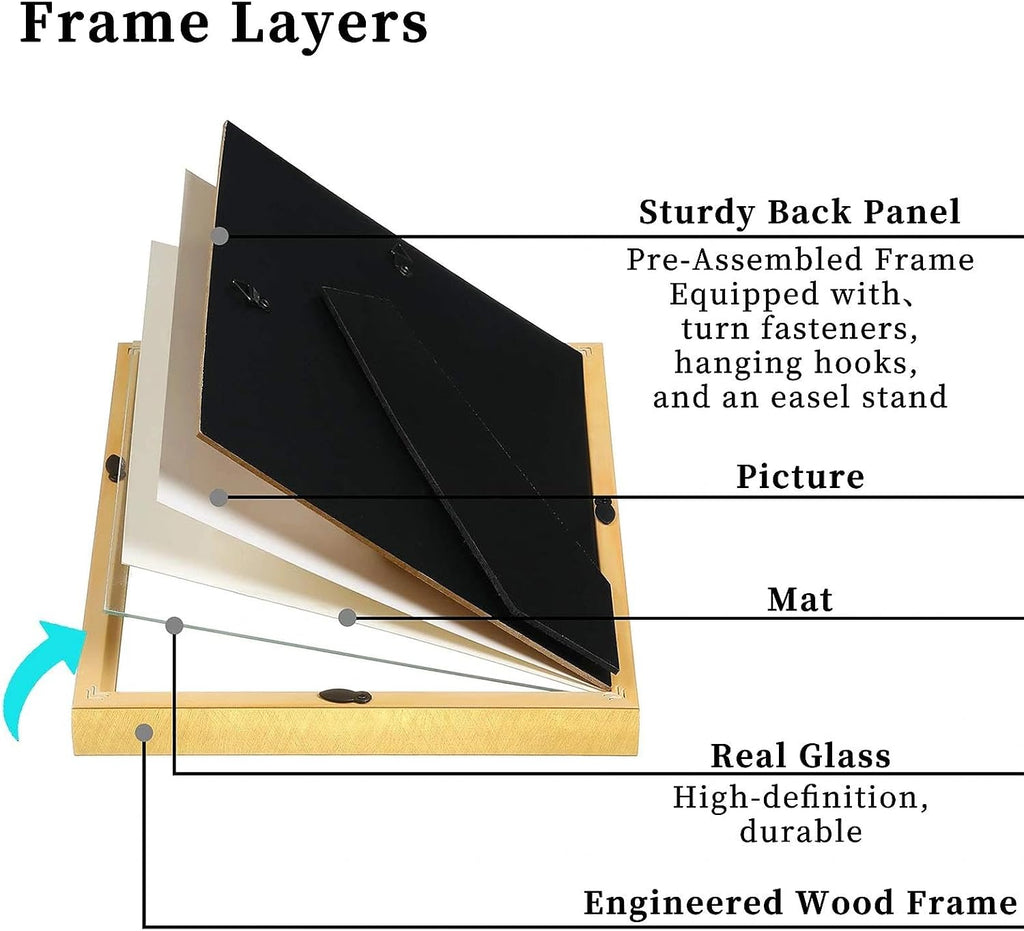 VIOLABBEY 4x6 Picture Frame Gold Set of 2 Shadow Box