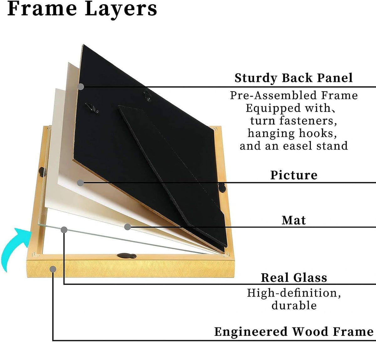 VIOLABBEY 4x6 Picture Frame Gold Set of 2 Shadow Box