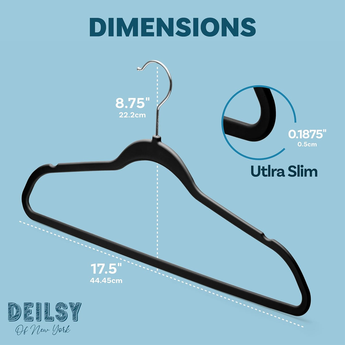 DEILSY™ Non-Velvet Black Plastic Hangers Slim Hangers 50 Pack for Closet