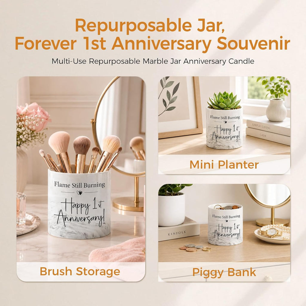 FreeJac 1st Paper Anniversary Candle for Couple - Marble Lavender Gift, 6oz