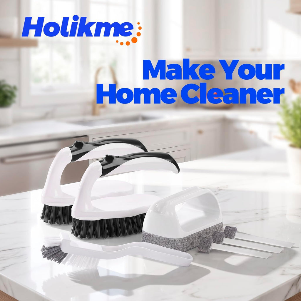Holikme 7 Pack Cleaning Brush Scrub Brush Kitchen Brush for Floor,Black