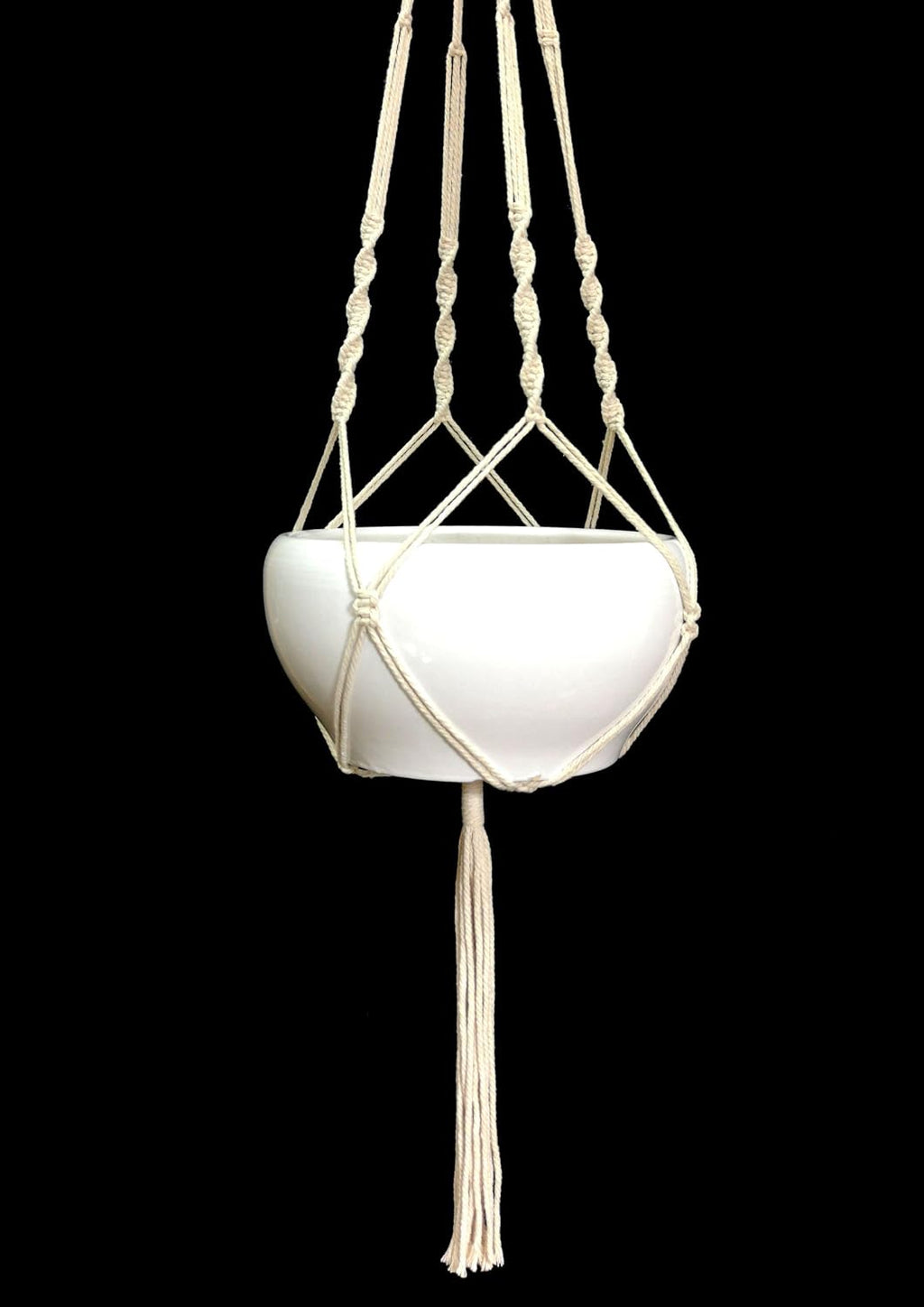 2 PCS Macrame Plant Hanger Hanging Planter 4 Legs Natural Cotton Rope Plant Hanger & Plant Holder 48 Inch for Square or Round Plant Pot 8-10 inch (Ivory Cotton)