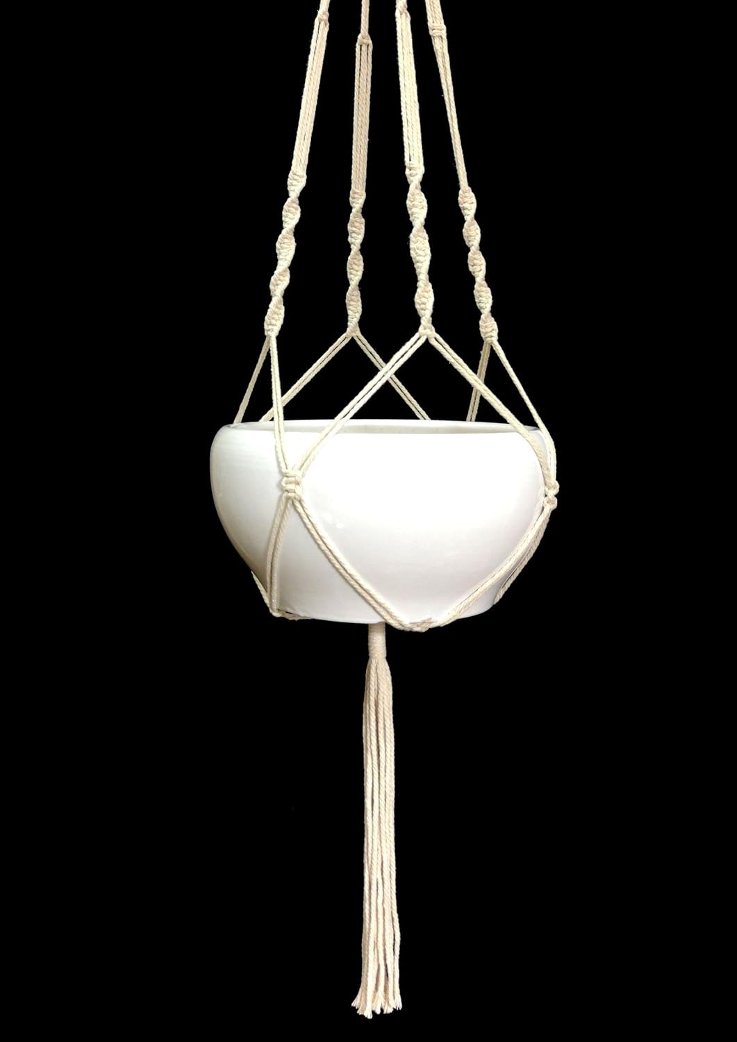 2 PCS Macrame Plant Hanger Hanging Planter 4 Legs Natural Cotton Rope Plant Hanger & Plant Holder 48 Inch for Square or Round Plant Pot 8-10 inch (Ivory Cotton)