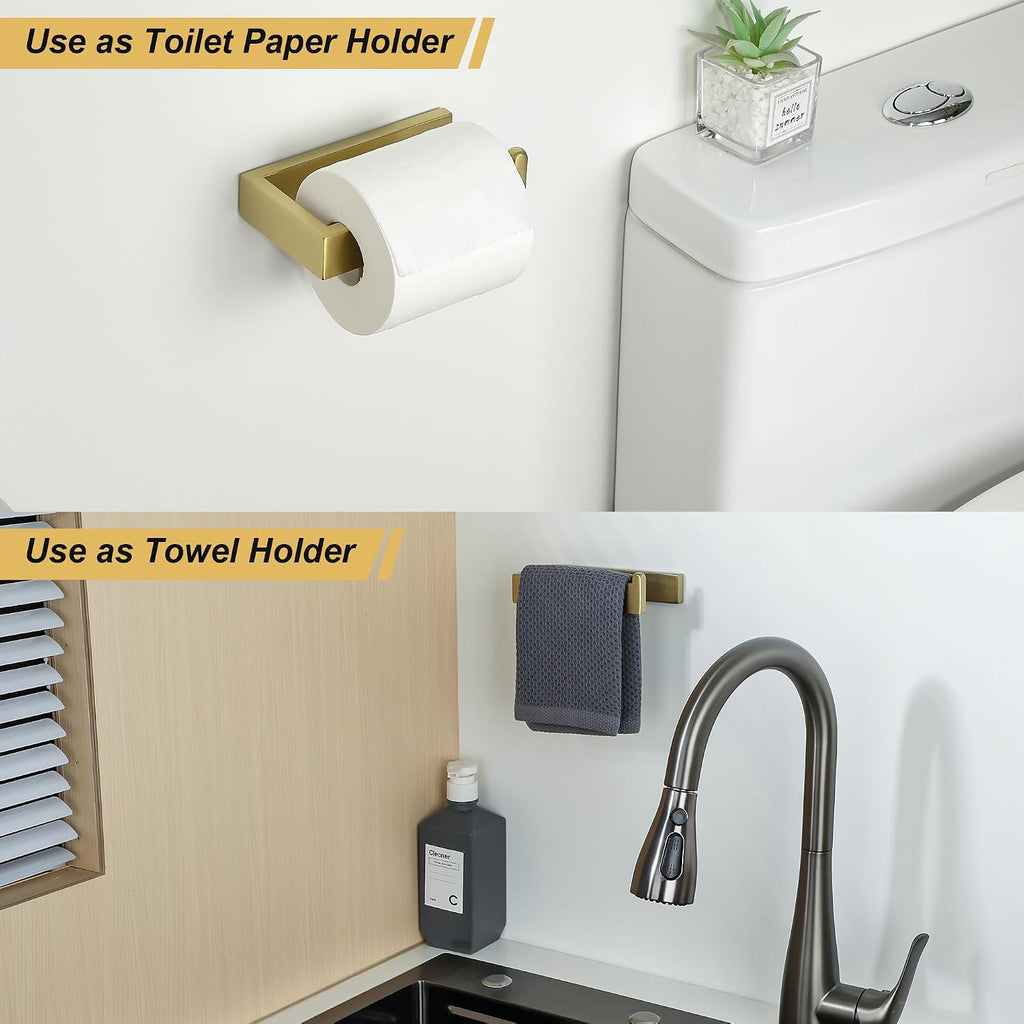 Sayayo Brushed Gold Toilet Paper Holder Wall Mount, RV Toilet Tissue Holder