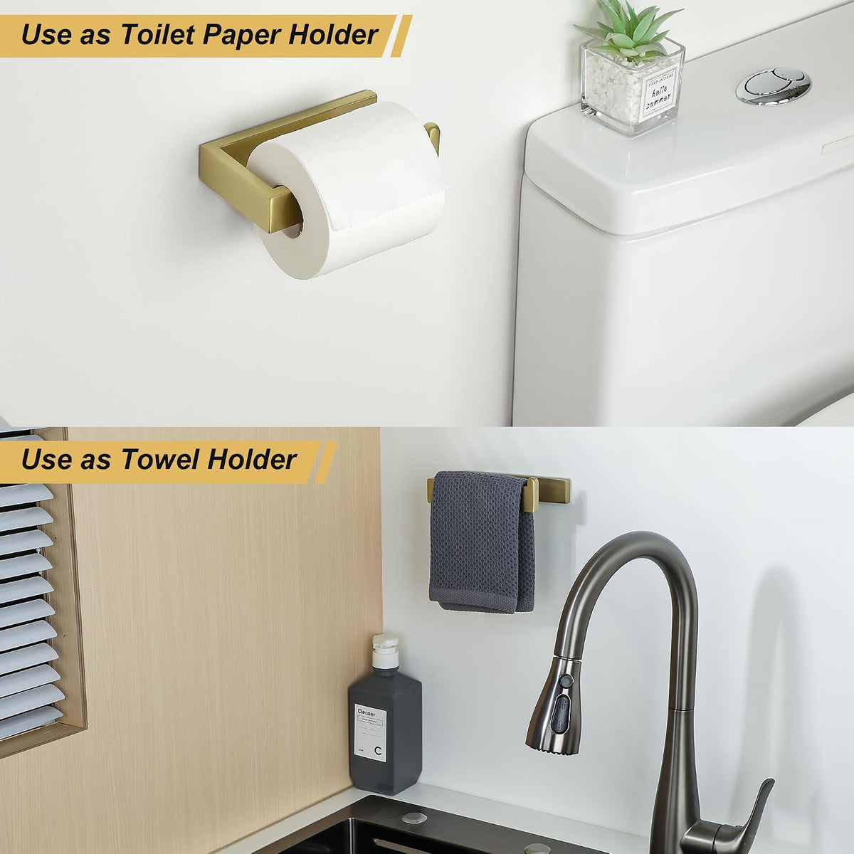 Sayayo Brushed Gold Toilet Paper Holder Wall Mount, RV Toilet Tissue Holder