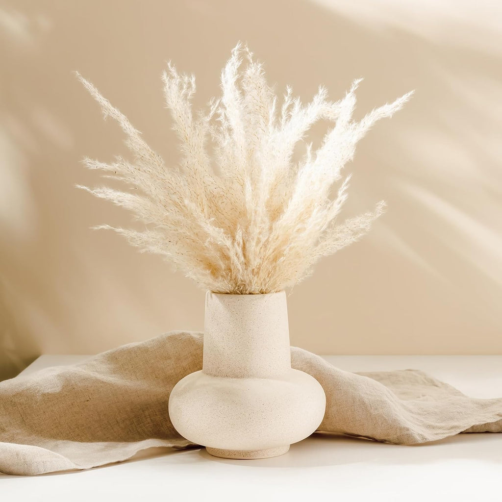 uxcell 4pcs Faux Pampas Grass 17 Inch 6 Stem Artificial Fake Dried Pampas Grass Decor for Floor Vase Filler, Wedding Decoration, Home Decoration, Deep Purple