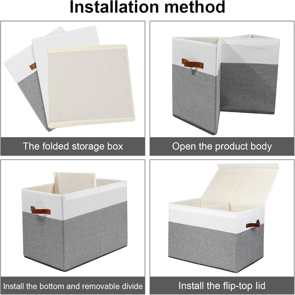 Large Toy Storage Box with Lid, Toy Chest Bin Boxes Basket with Dividers