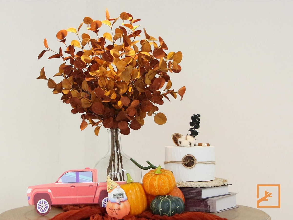 ZIFTY 6Pcs Fall Decor Eucalyptus Stems 26.7" Tall for Home Decorations