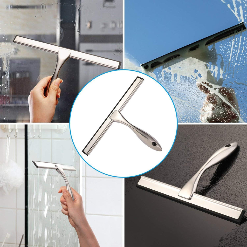 Hiware All-Purpose Shower Squeegee for Shower Doors, Bathroom, Window and Car Glass - Stainless Steel, 12 Inches