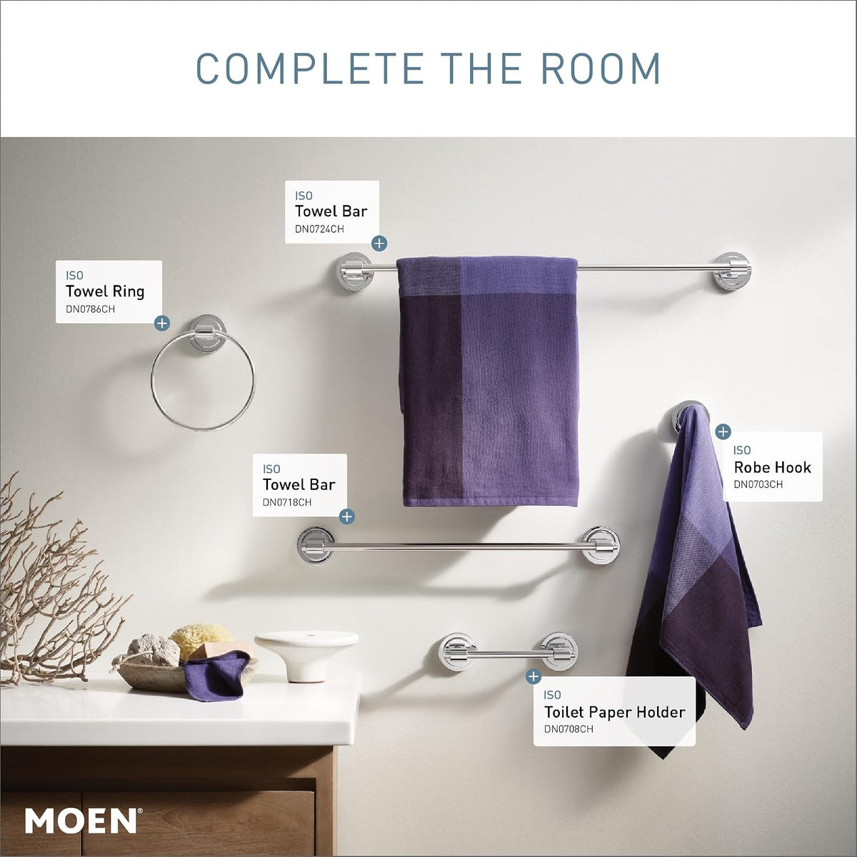 Moen DN0708CH Iso Collection Double Post Modern Pivoting Toilet Paper Holder, Chrome