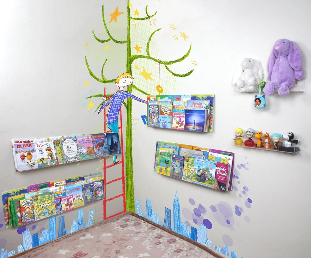 NIUBEE 36”Acrylic Floating Bookshelves for Kids Wall Shelves 2 Packs