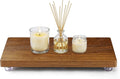Solid Teak Wood Riser Tray, 10.5x6 inch Whole-Piece Teak Pedestal Stand, Vintage Rustic Bathroom Decor for Vanity Counter Sink, Candle Plant and Essential Oil Display, Brown M2