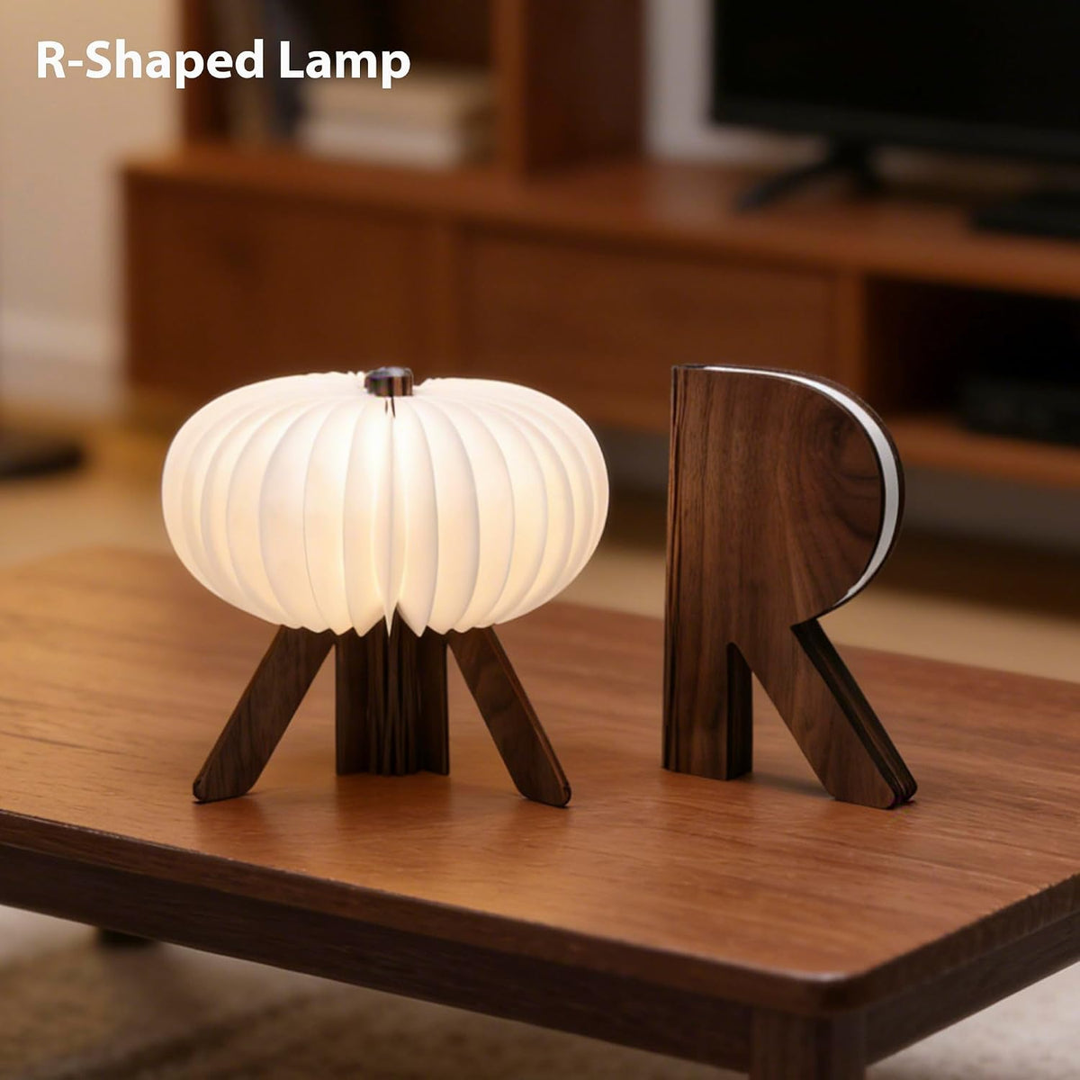 Pumpkin Table Lamp, Portable Night Light, Rechargeable Paper Lamp