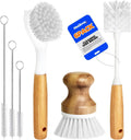 Holikme 6 Pack Dish Brush with Bottle Brush Scrub Brush Straw,Blanco