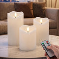 Goodluck Real Paraffin Wax Flameless Pillar Candles Set of 3, White