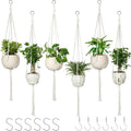 AOMGD 6 Pack Macrame Plant Hanger Indoor Hanging Planters, 43", Ivory