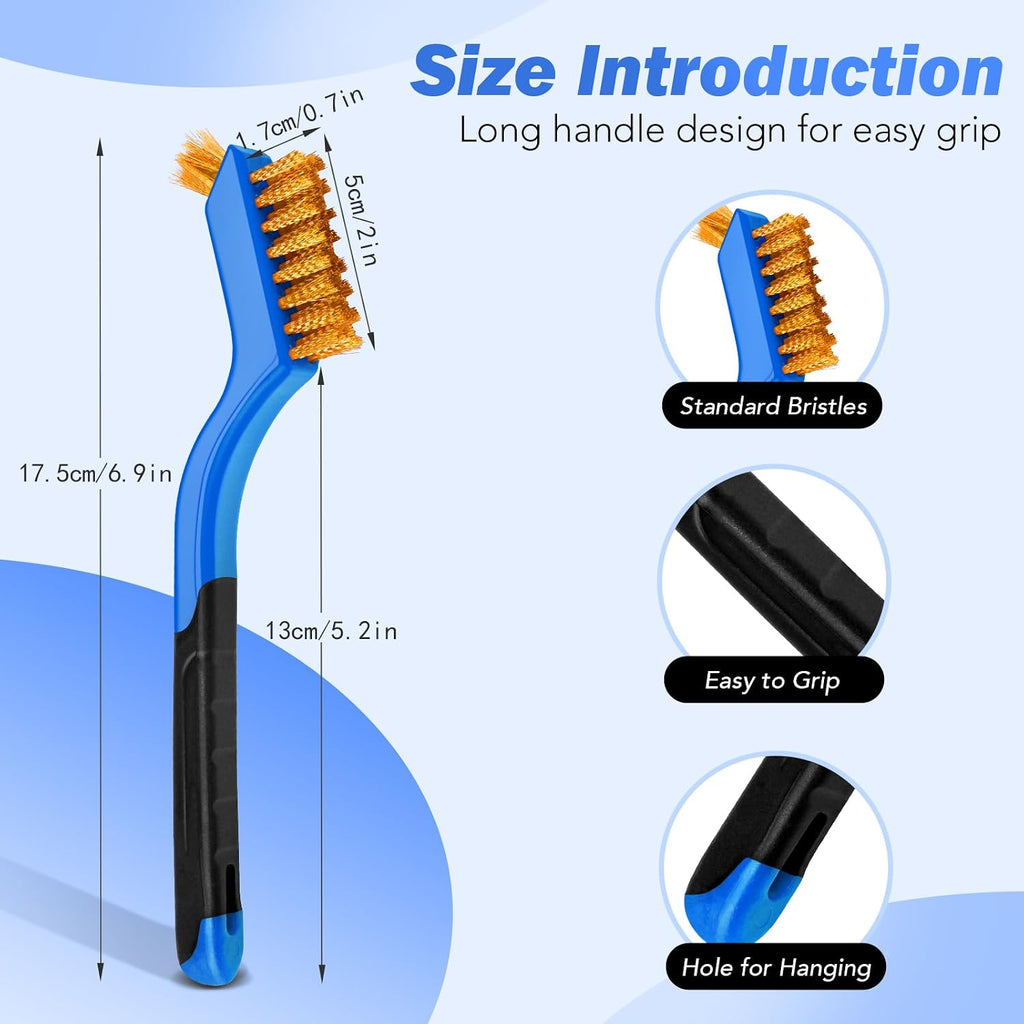 Wire Brush Set, 6 Pcs Stainless Steel/Brass/Nylon Wire Brushes