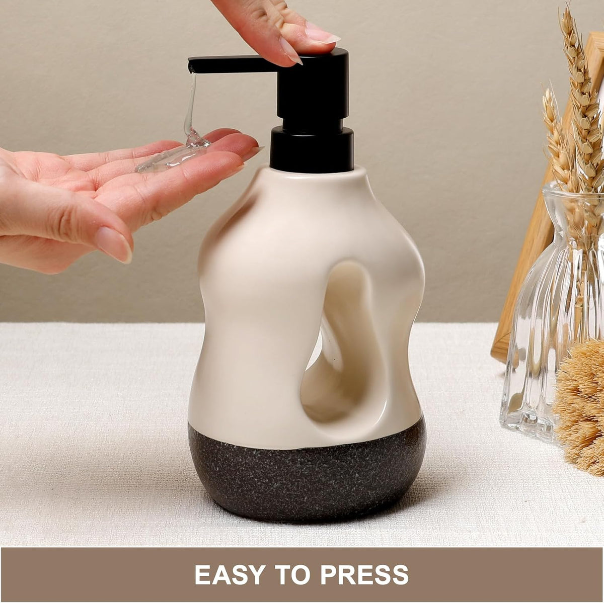 BosilunLife Ceramic Soap Dispenser - Soap Pump Dispenser Bathroom Kitchen