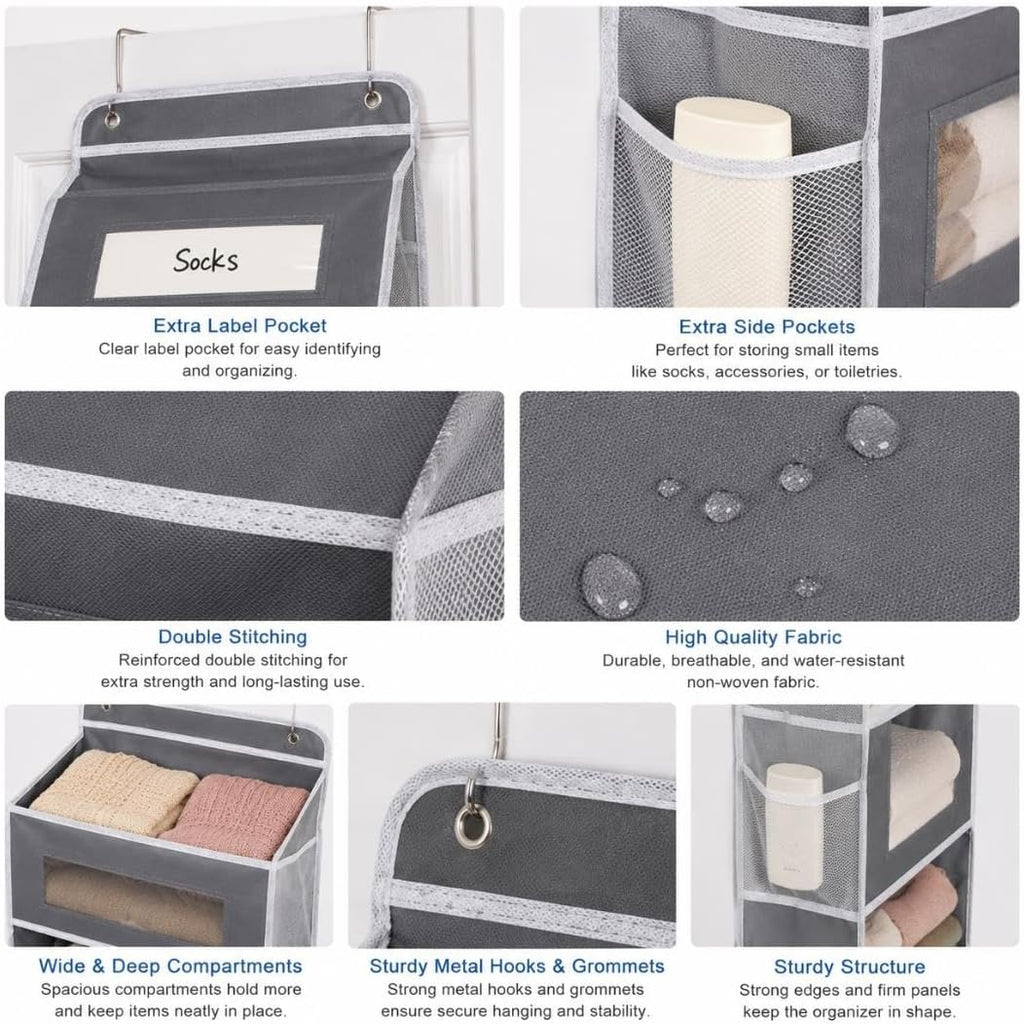 Over The Door Organizer for Bedroom Closet, Pantry, Bathroom, 5-Tier