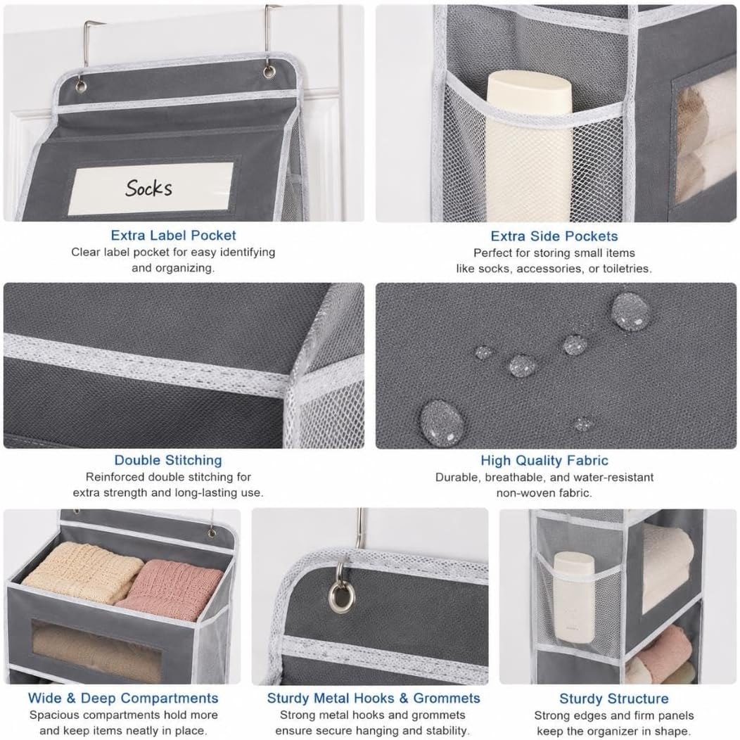 Over The Door Organizer for Bedroom Closet, Pantry, Bathroom, 5-Tier