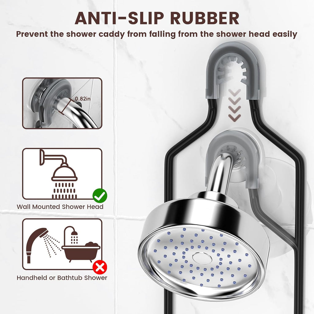 Rustproof Shower Caddy Hanging with Soap Holders for Bathroom, Black