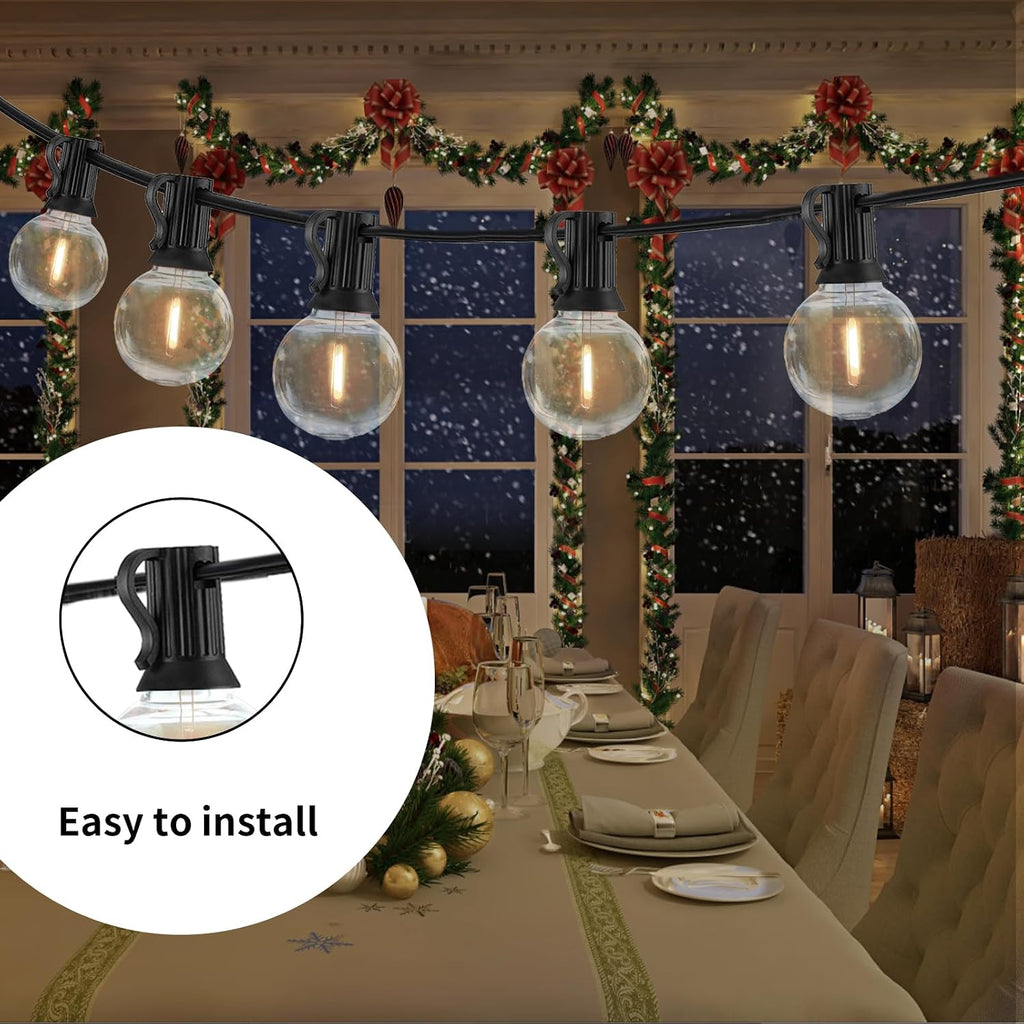 25FT Outdoor String Lights Waterproof Shatterproof G40 LED Globe