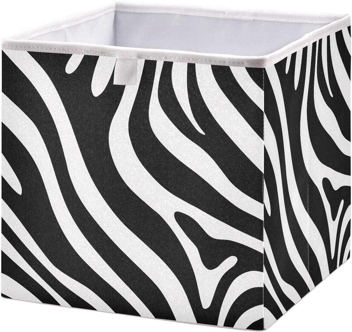 Black and White Zebra Print Cube Storage Bins Collapsible Fabric Storage Baskets Large Clothes Organizer Box for Bedroom Living Room Study Room 11×11×11 In