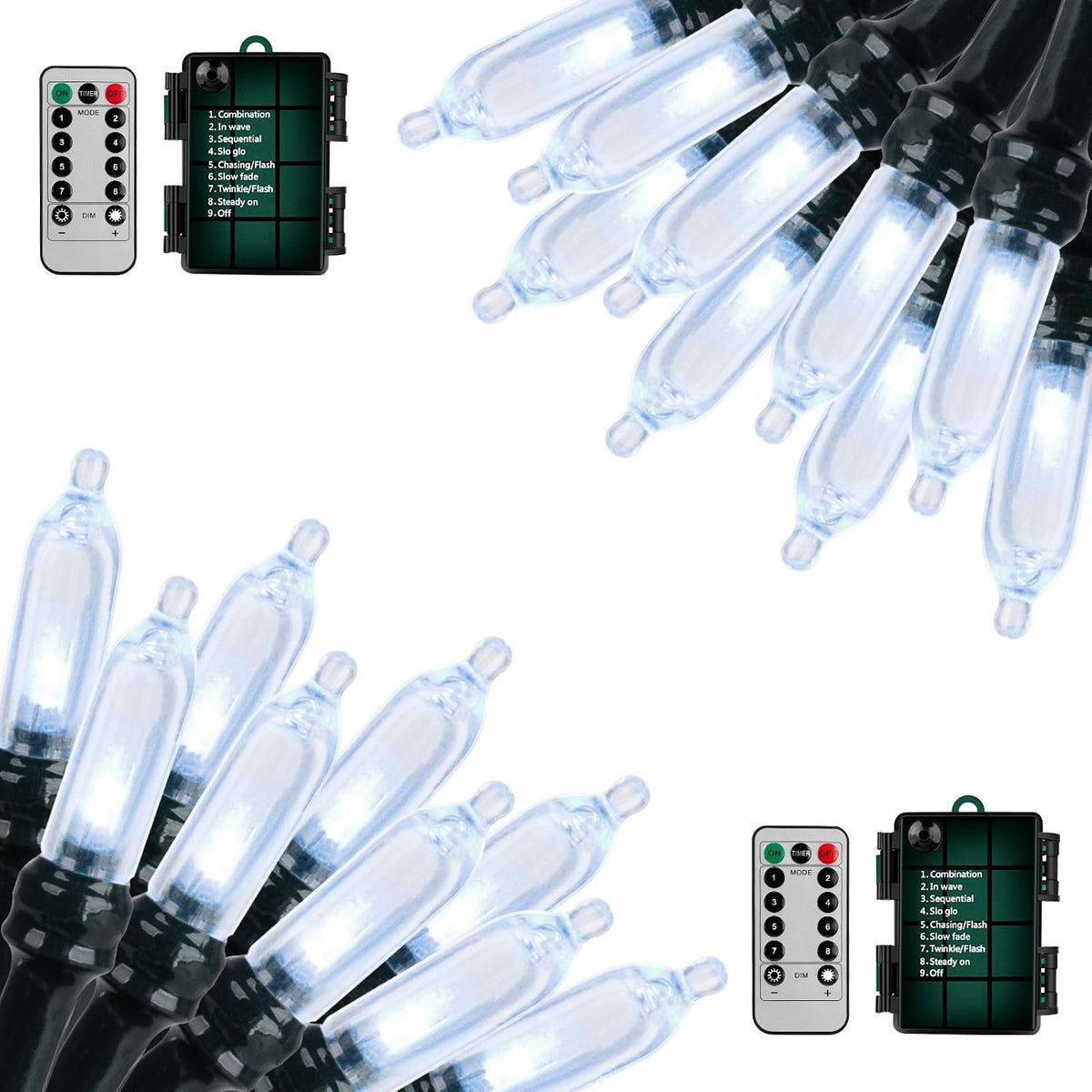 18ft Battery Operated String Lights,Outdoor String Lights Christmas Lights 50 Led String Lights with Remote Timer Waterproof for Indoor Outdoor Garden Party Christmas Decoration, Cool White