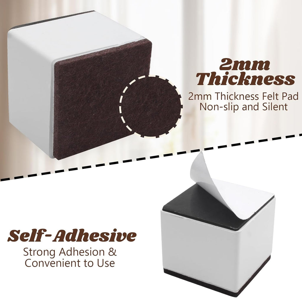 Self-Adhesive Furniture Risers 4Pcs, Square Adds 2" Height, White