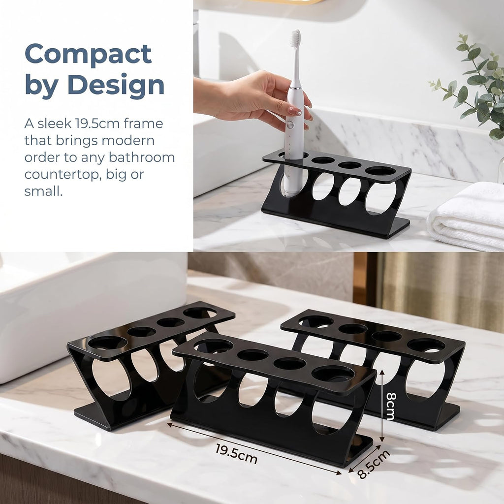 Electric Toothbrush Razor Holder, 4 Slot Bathroom Organizer with Drainage