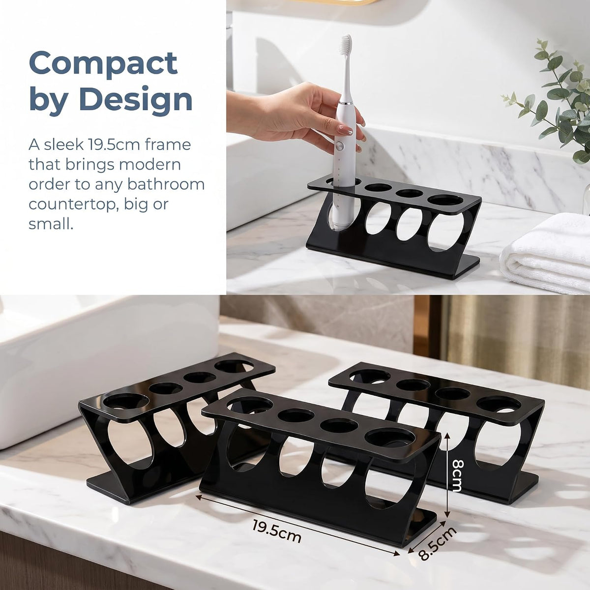 Electric Toothbrush Razor Holder, 4 Slot Bathroom Organizer with Drainage