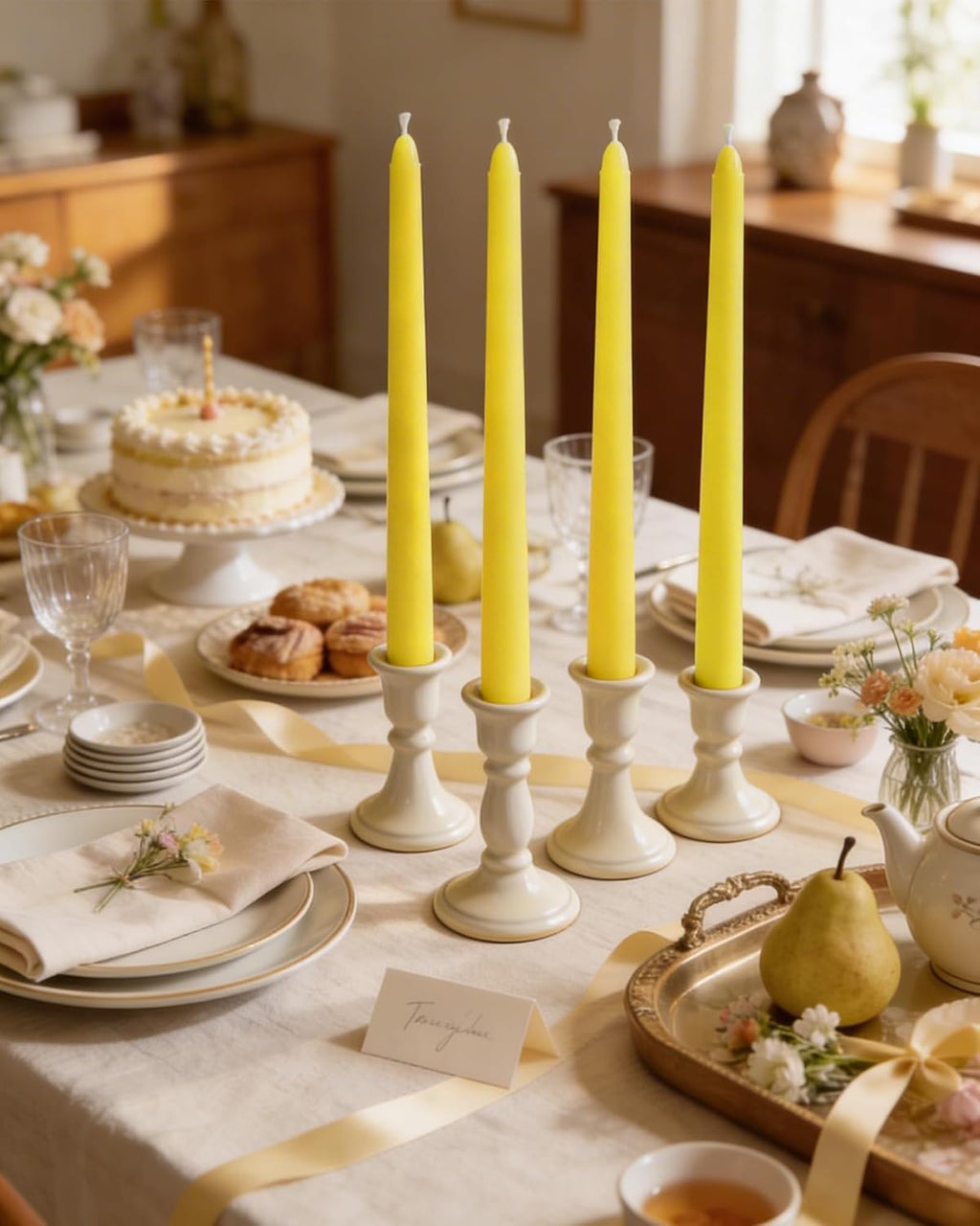 Viyffo Taper Candles, 10 Inch, 20 Pack, Lemon Yellow – Unscented