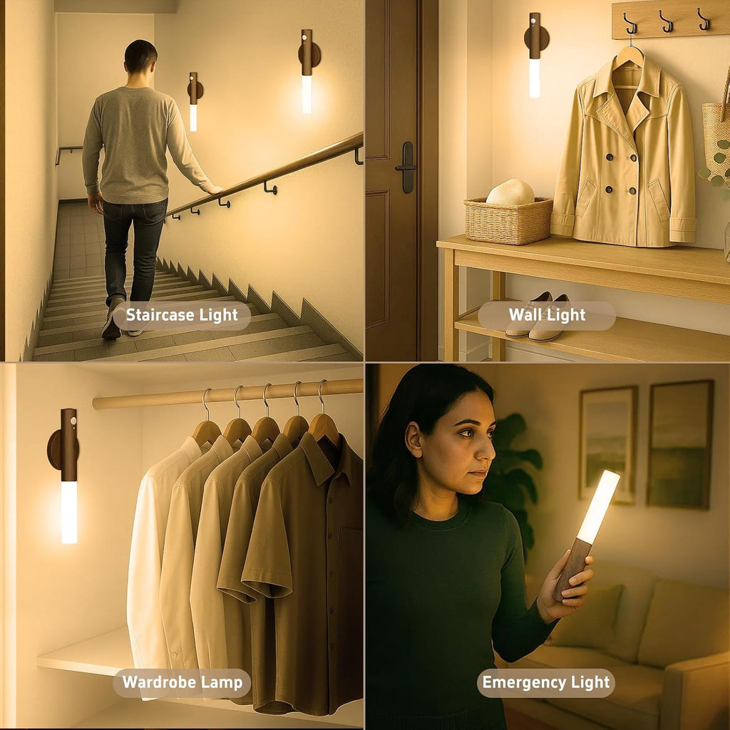 Rechargeable Motion Sensor Wall Sconces, 2200mAh, Magnetic Night Light 4P