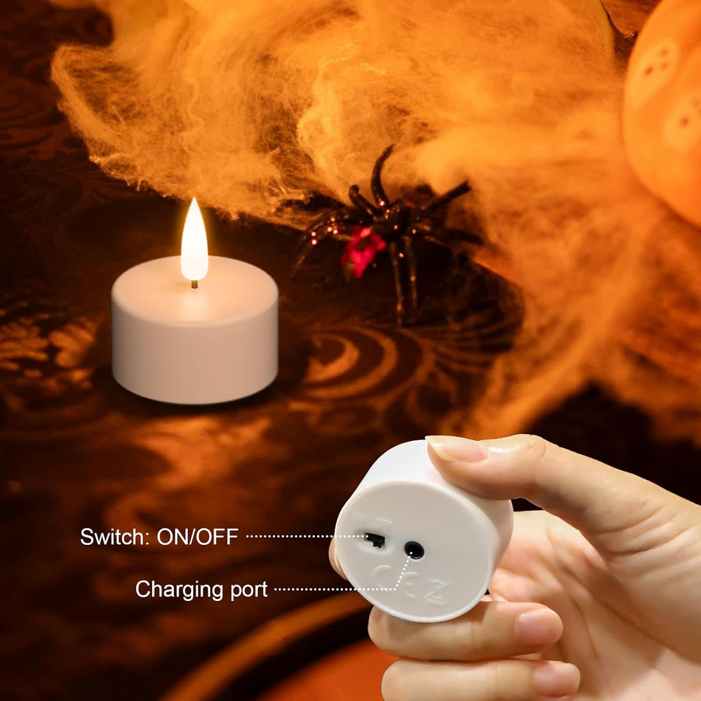 12 Pcs Rechargeable Flameless Votive Candles with Remote and Timer