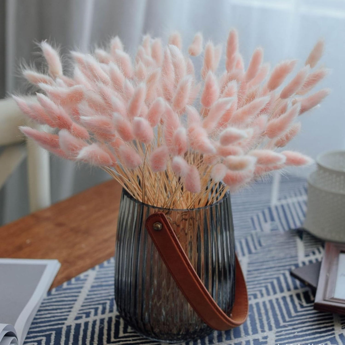 Pink Bunny Tails Dried Grass 120 Pcs 17Inch Natural Lagurus Ovatus