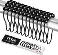 12 PCS Shower Curtain Hooks, Practical Black Shower Curtain Hooks