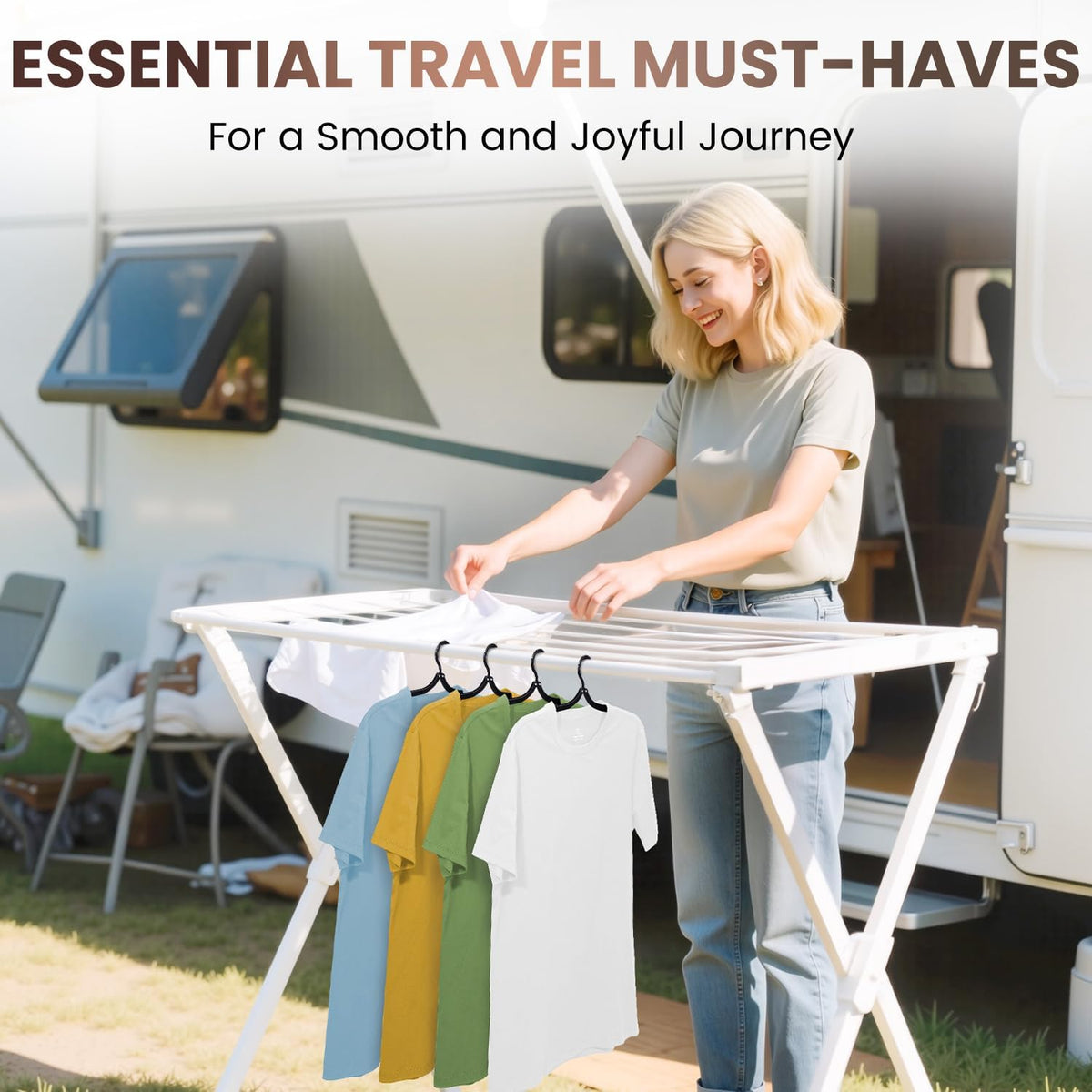 20 Pack Foldable Travel Hangers with 12 Clips - 2026 Cruise Essentials, Portable Collapsible Plastic Hangers-Travel Must Haves for Suitcase, Hotel, RV, Road Trip, Flying, Camping | Black