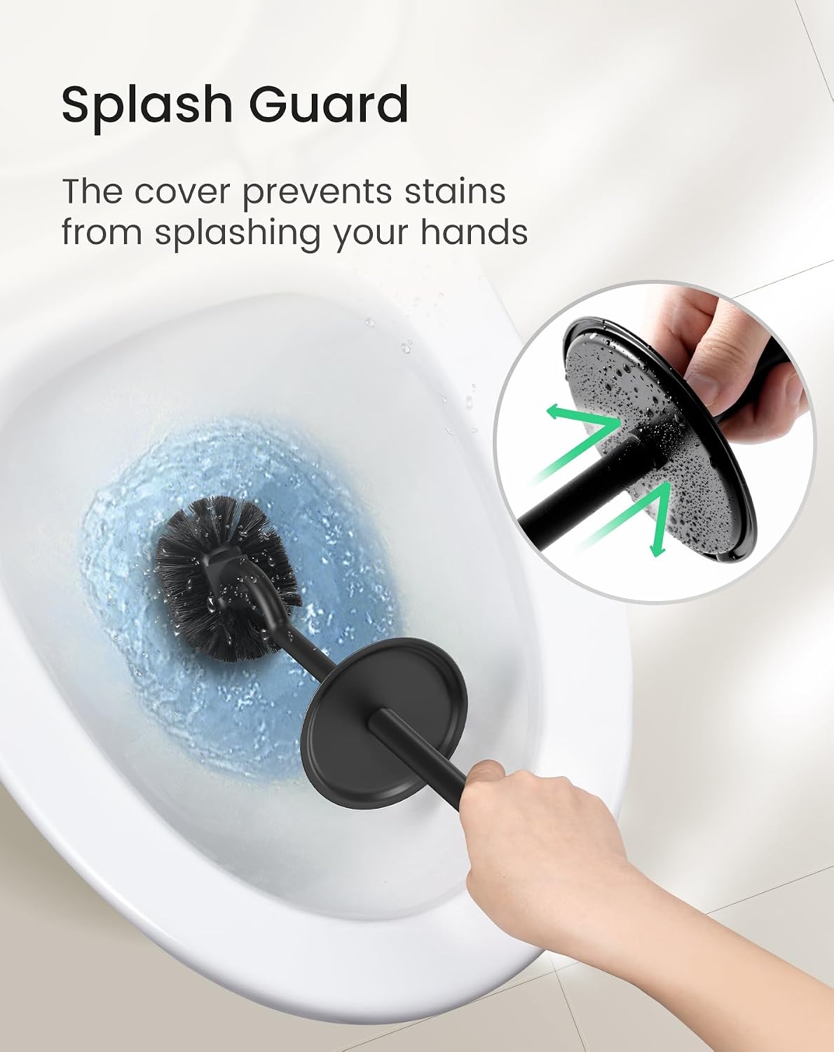Cesun 304 Stainless Steel Toilet Brush and Holder Set, 2 Brush Heads, Black