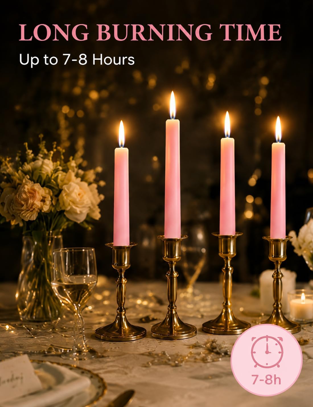 Pale Pink Elegant Taper Candles for Romantic Home Décor and Events