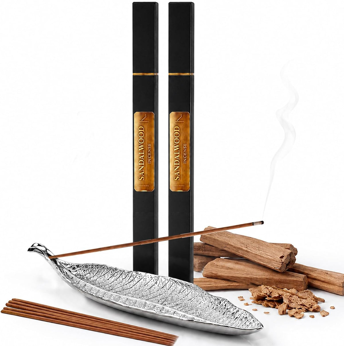 Premium Sandalwood Incense Sticks, 2 Tubes, 50 Natural Incense Sticks
