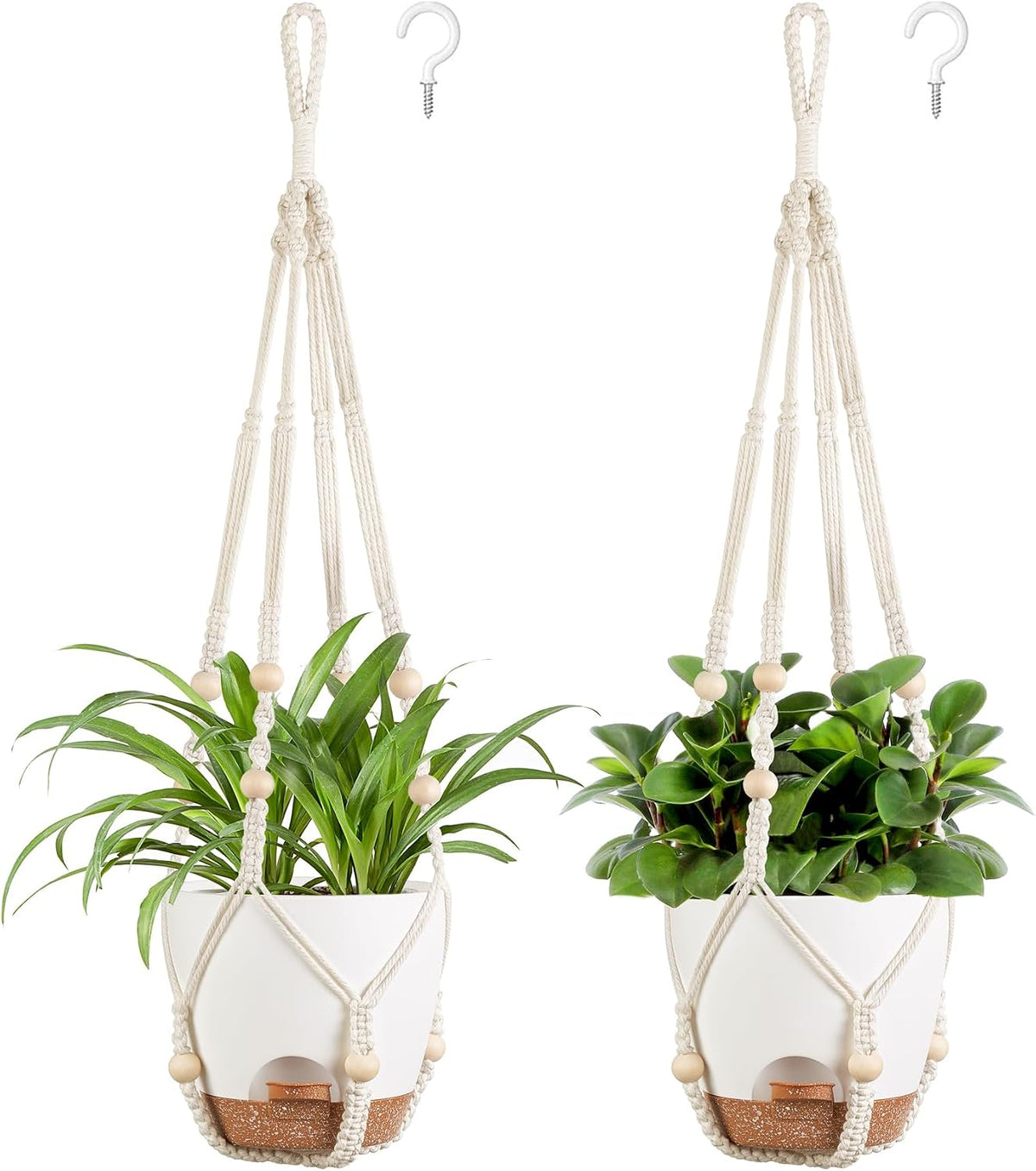 Mkono 6.5 Inch Hanging Planters for Indoor Plants, Macrame Plant Hanger 2Pc
