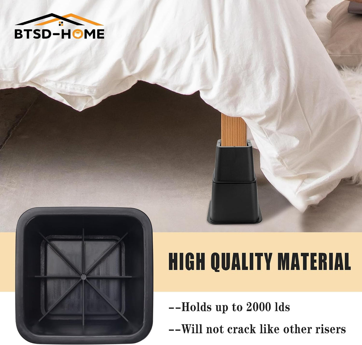 BTSD-home Adjustable Bed Risers, 3, 5 or 8 Inch Heights