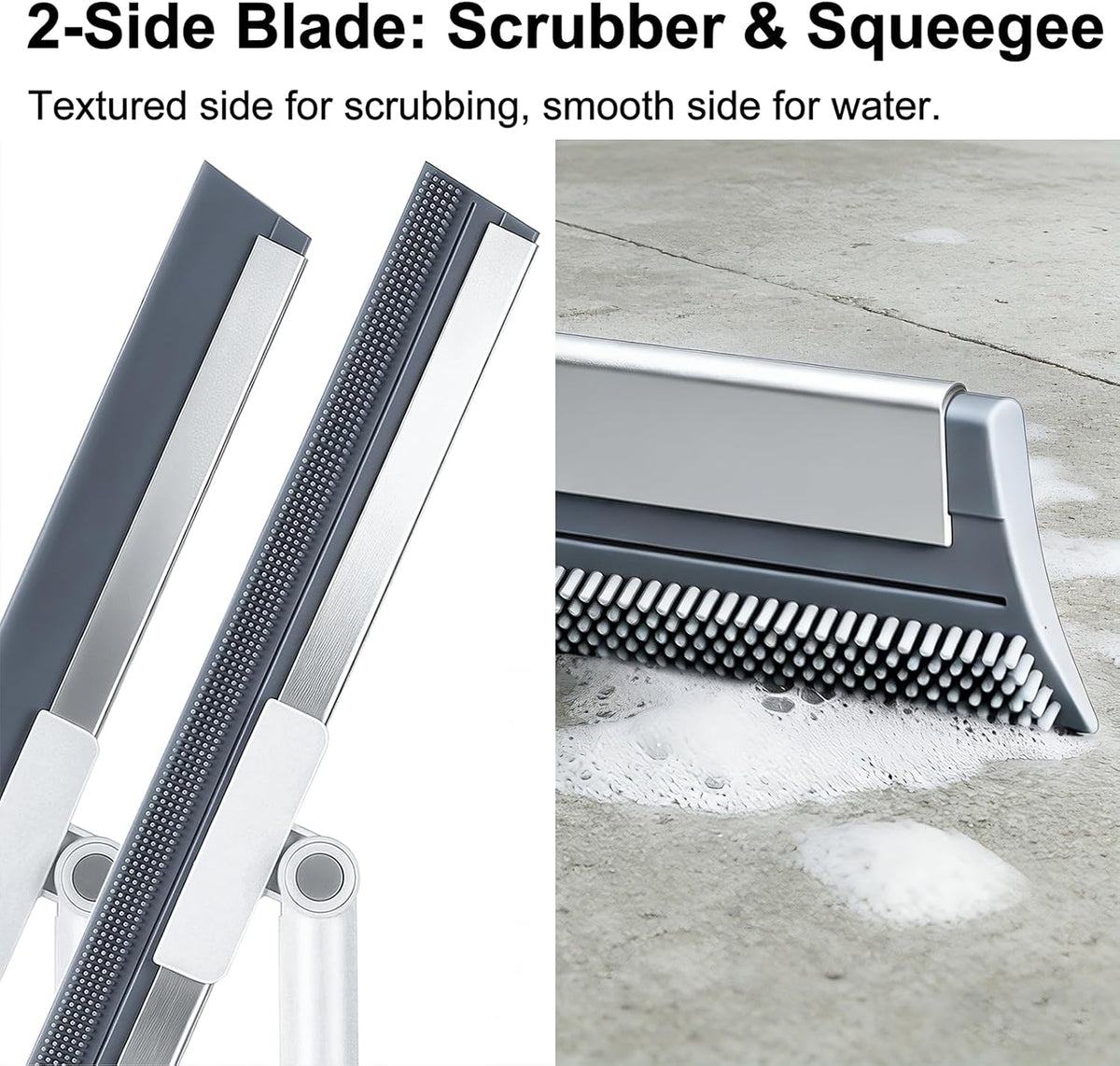 19.7'' Large Floor Squeegee for Concrete Floor with 51''-58'' Telescoping Stainless Steel Handle, Squeegee Broom for Removing Water on Tile, Epoxy, Garage, Driveway, Patio