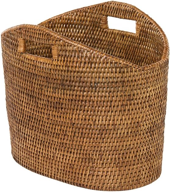 KOUBOO La Jolla Oval Rattan Magazine Rack, Woven Organizer, Honey Brown