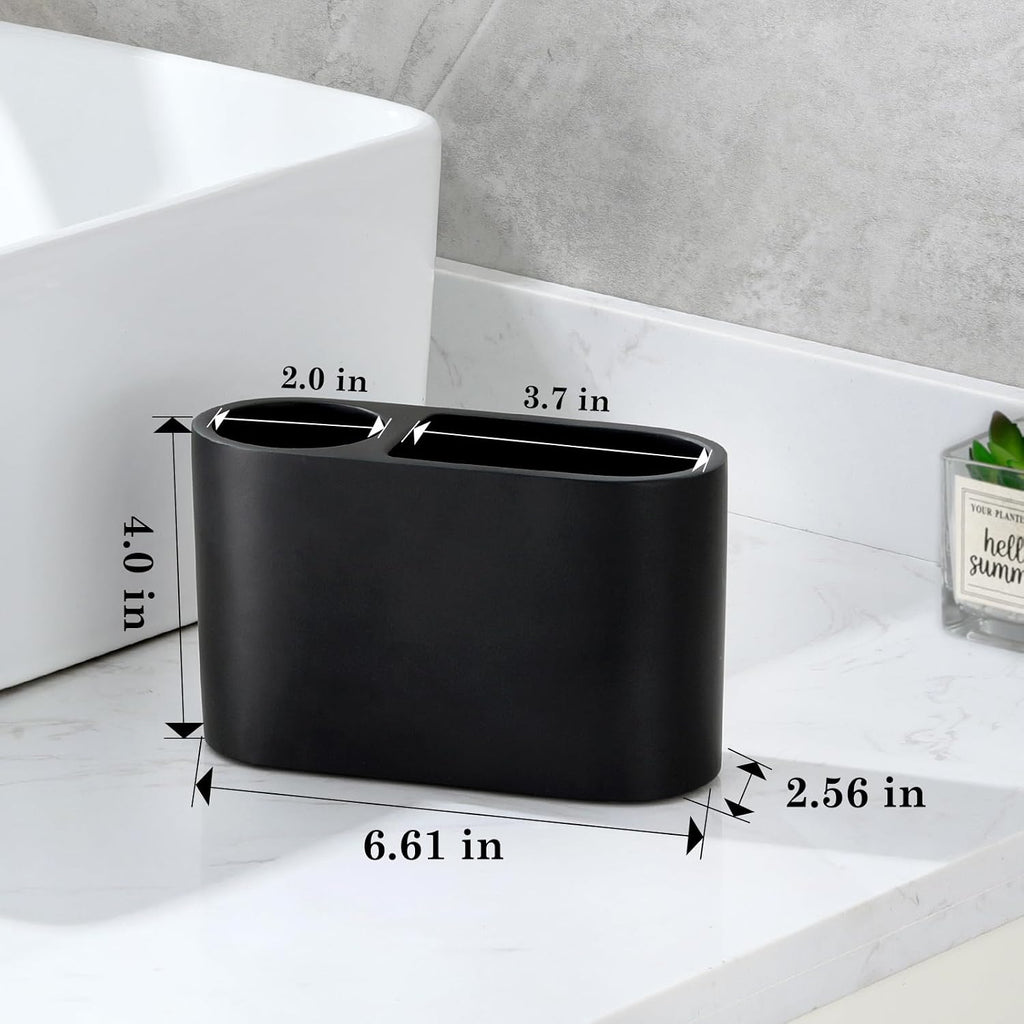 Luxspire 2 Slots Toothbrush and Toothpaste Holder, Resin, Matte Black