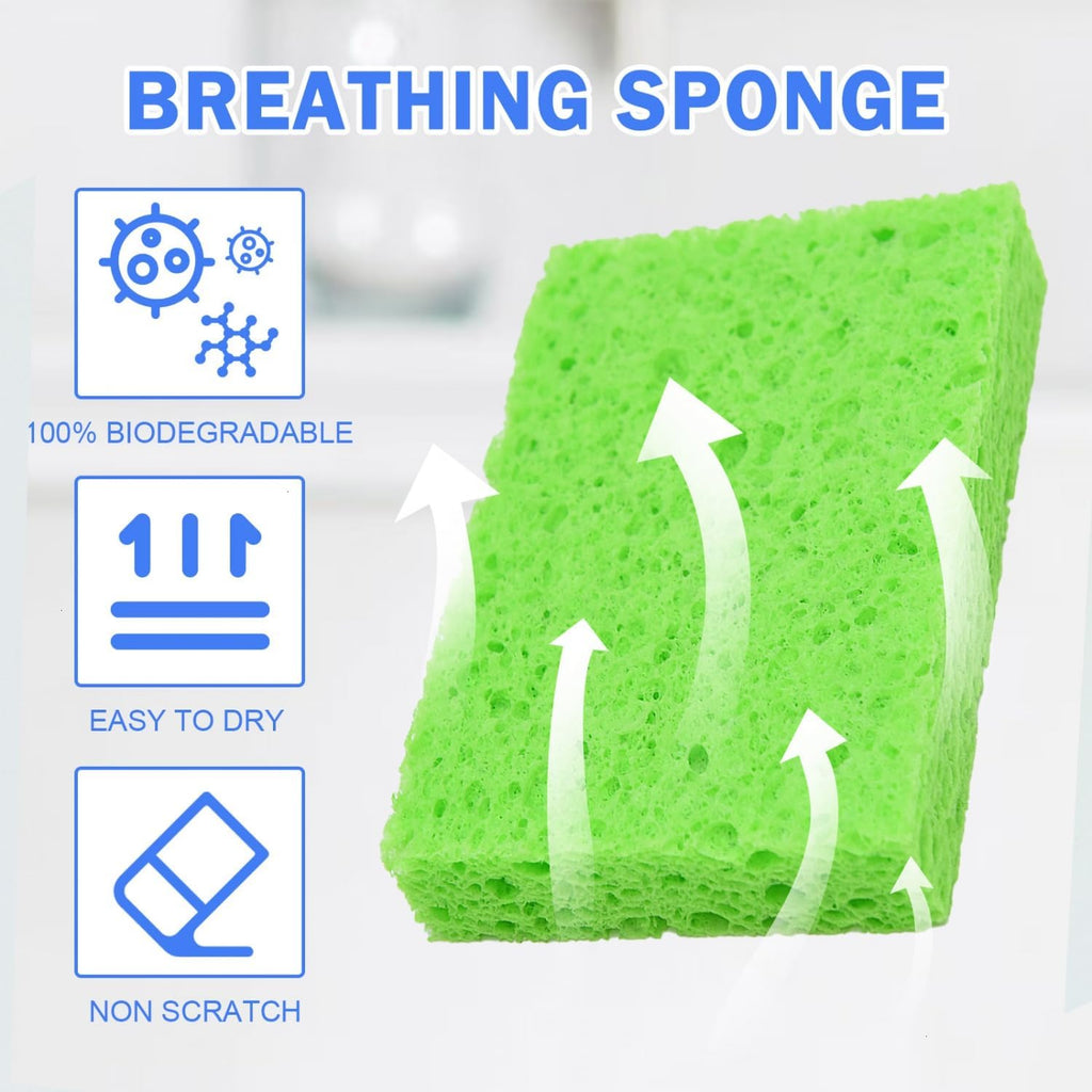 YoleShy 48 Pack Dish Sponges Kitchen Natural Compressed Cellulose Sponges