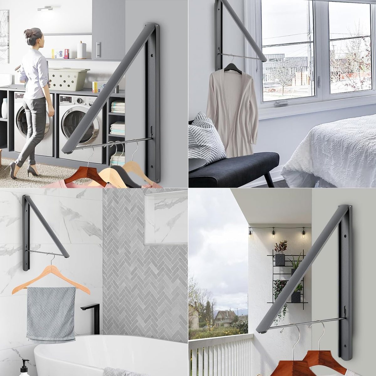 Foldable Clothes Drying Rack, Dark Gray