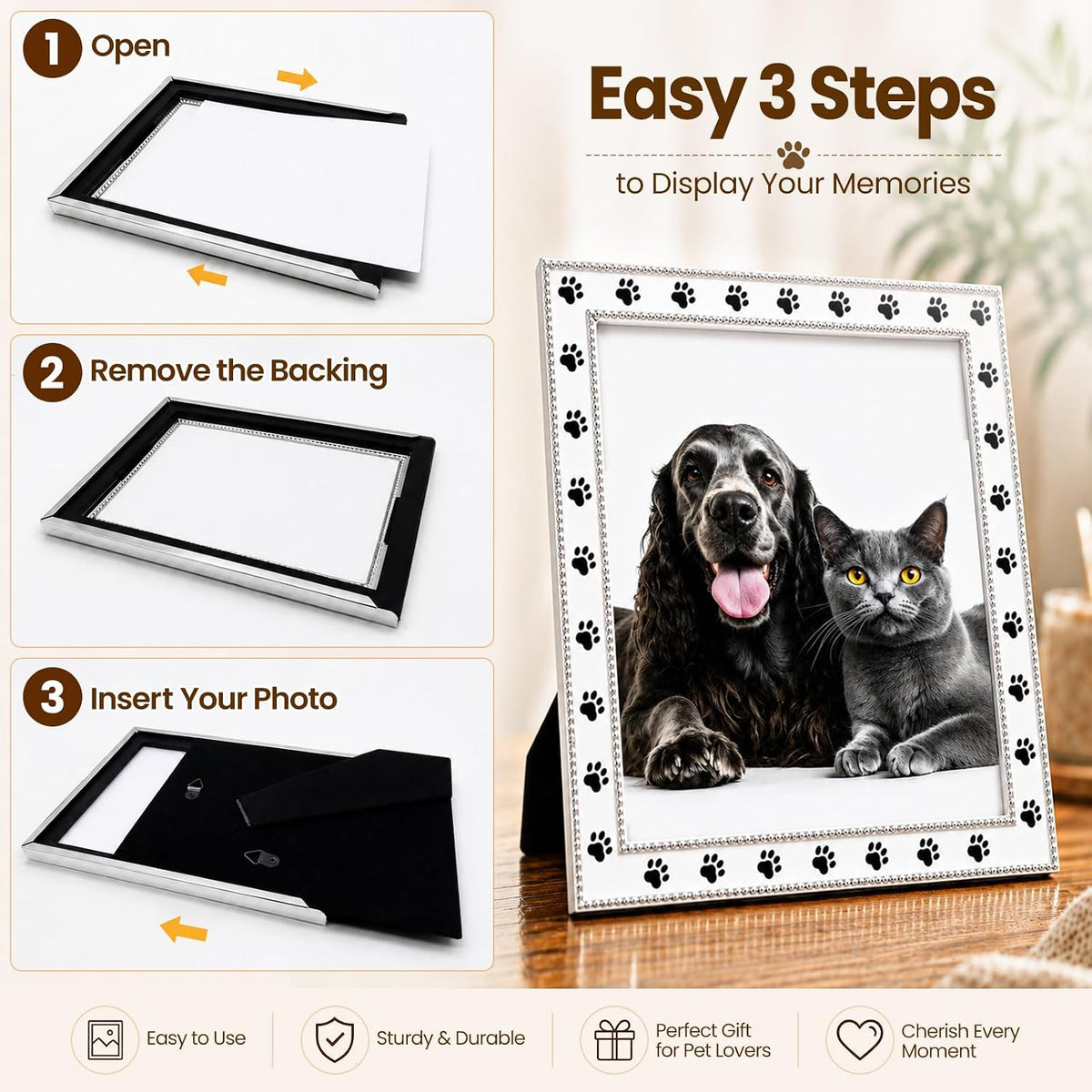 Dog Picture Frame - 8x10 Metal Cute Picture Frames,Pet Memorial Gifts for Dogs Perfect for Home Decor, Office Desk & Gifting to Pet Lovers