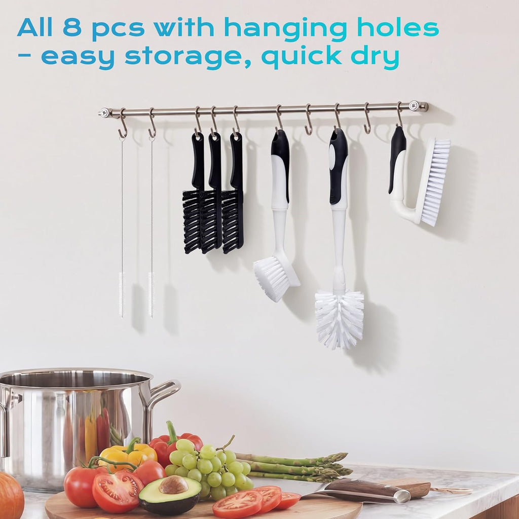 8 Pack Cleaning Brush Set Kitchen Brush Scrub Brush Set for Household