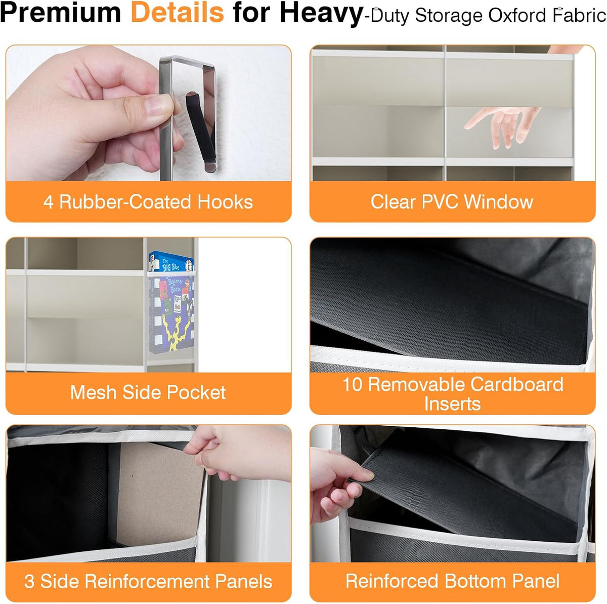 Over The Door Storage Organizer 5 Tiers Extra Large Heavy Duty Oxford Beige